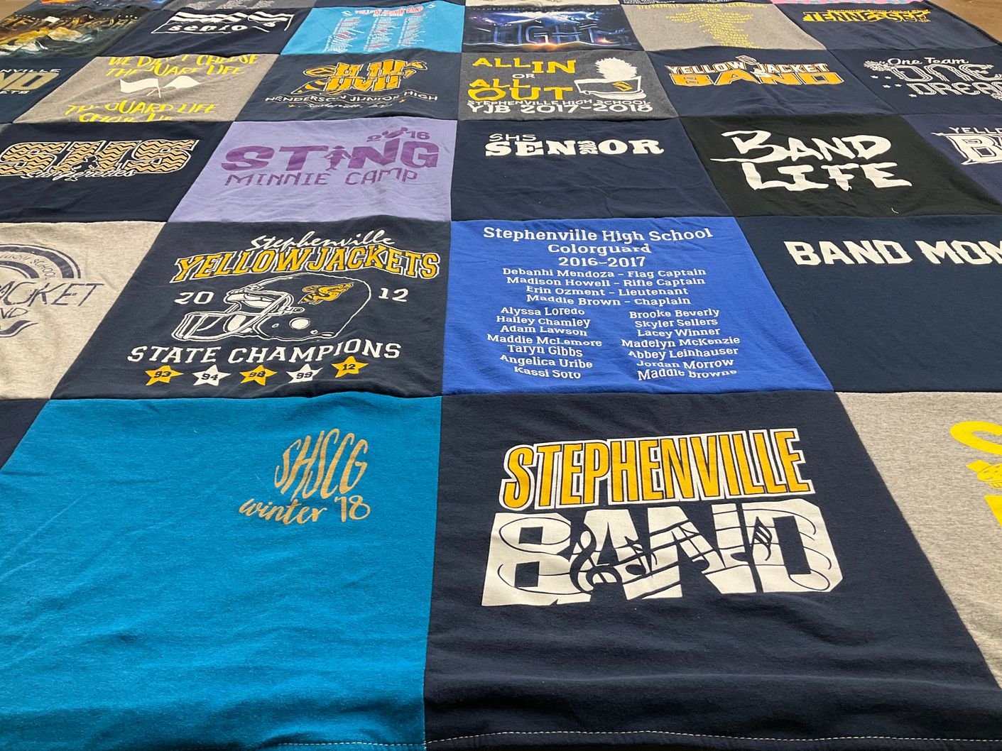 T-shirt quilt featuring stephenville yellowjackets by Tammie from TX