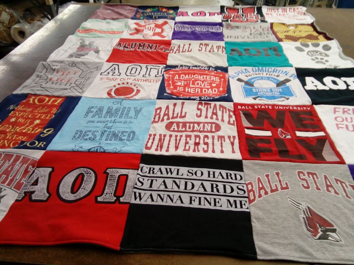 T-shirt quilt from ball state university by Chelsi from IN