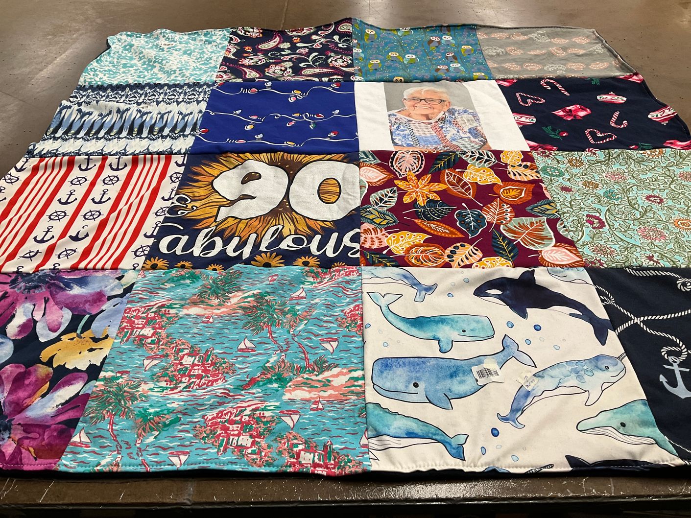 T-shirt quilt with sewing, quilting themes by Marilyn from FL