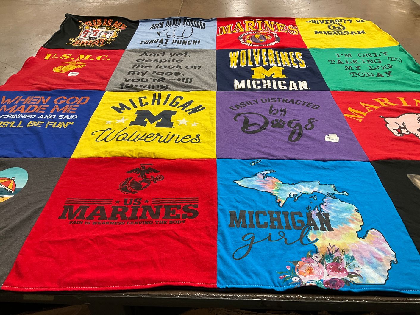 T-shirt quilt featuring michigan wolverines by Dave from FL