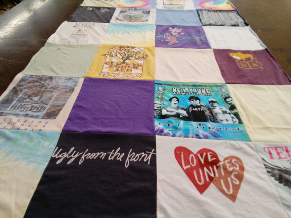 T-shirt quilt with music, festivals themes by Terry from CO