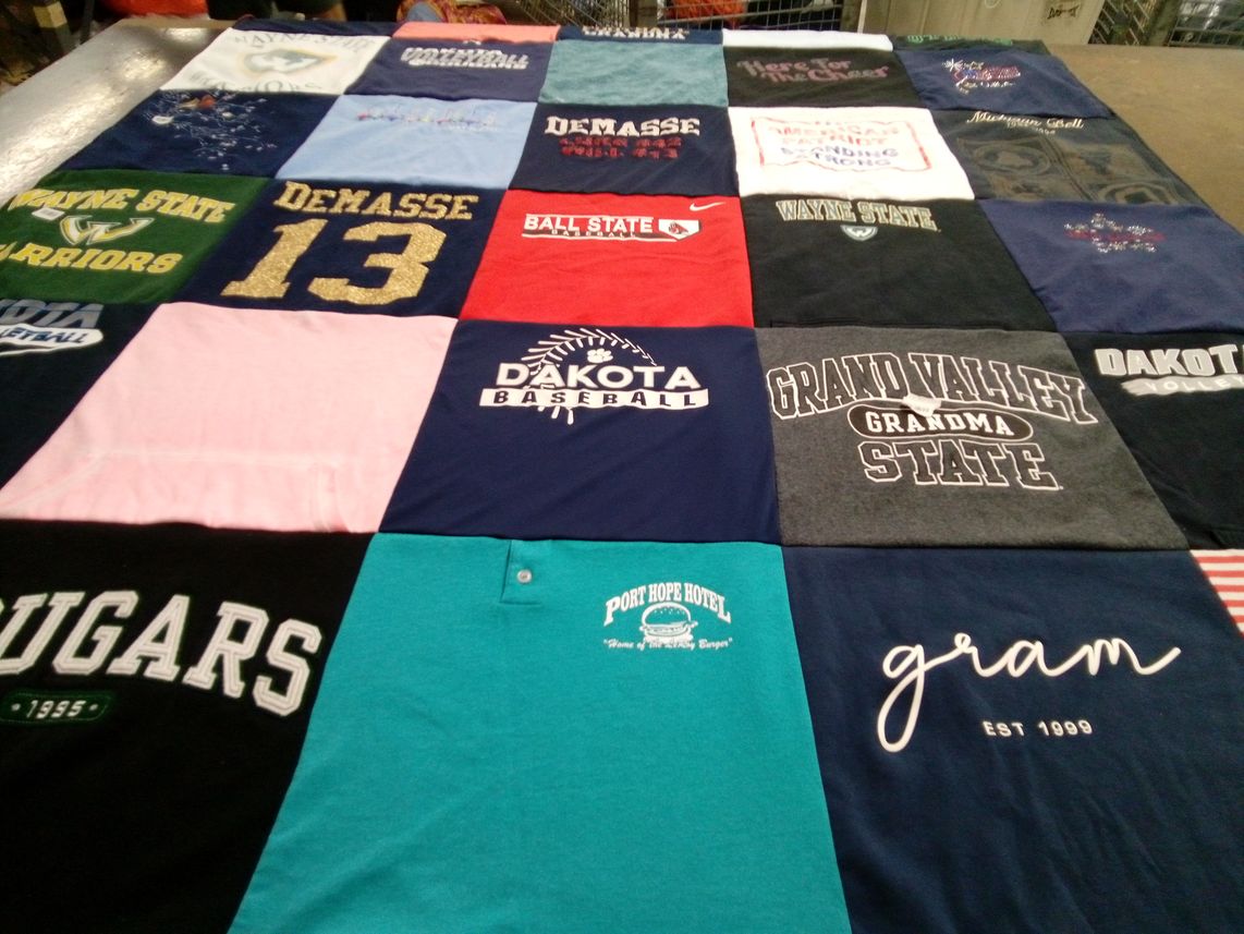T-shirt quilt from wayne state university, ball state university by Meridith from MI