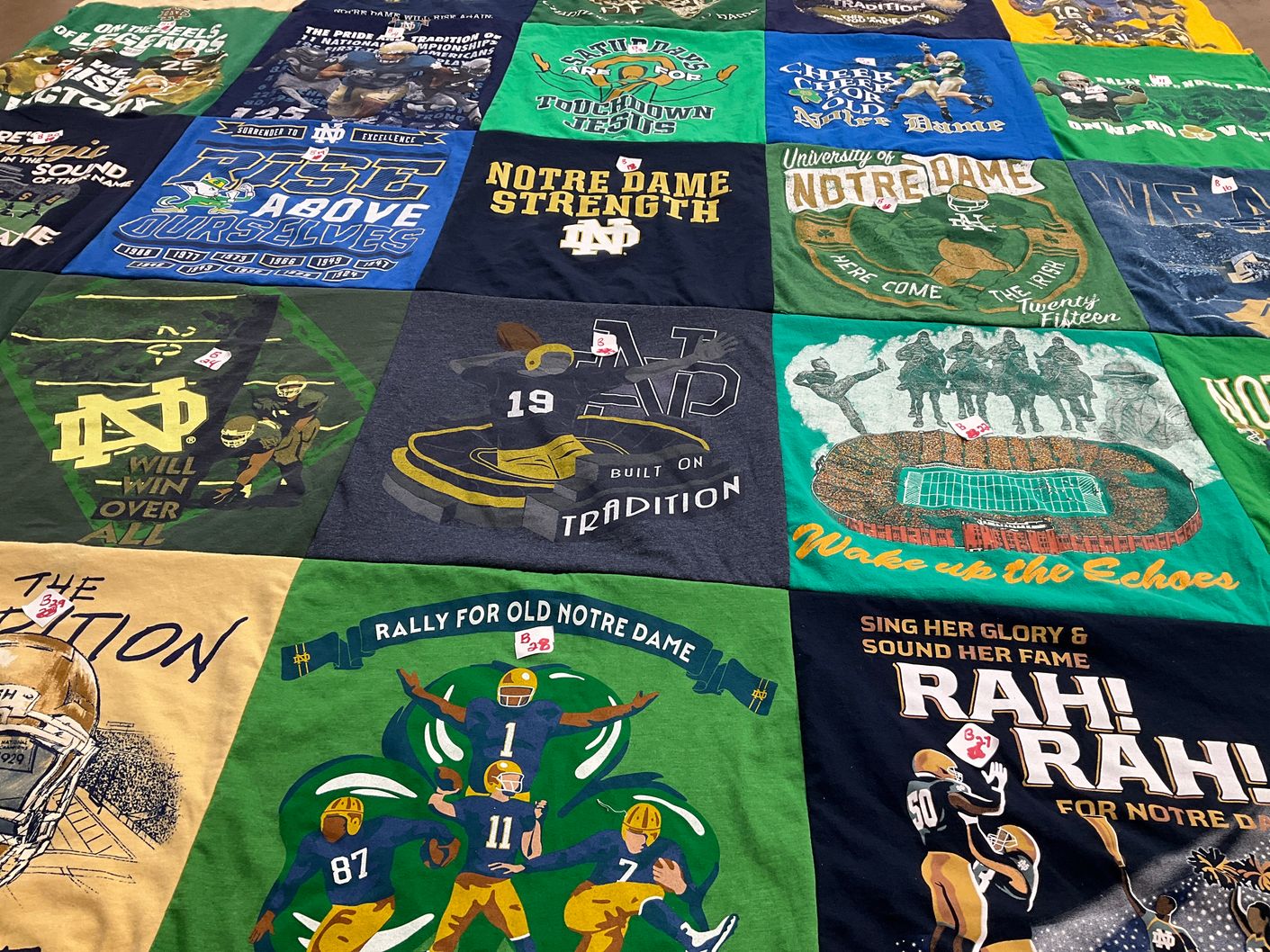 T-shirt quilt featuring notre dame fighting irish football by James from PA