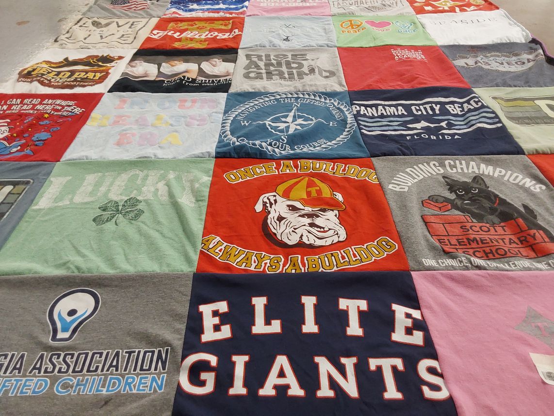 T-shirt quilt featuring bulldogs by Faith from GA
