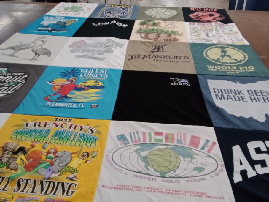 T-shirt quilt with beverages, cocktails themes by Natasha from OH