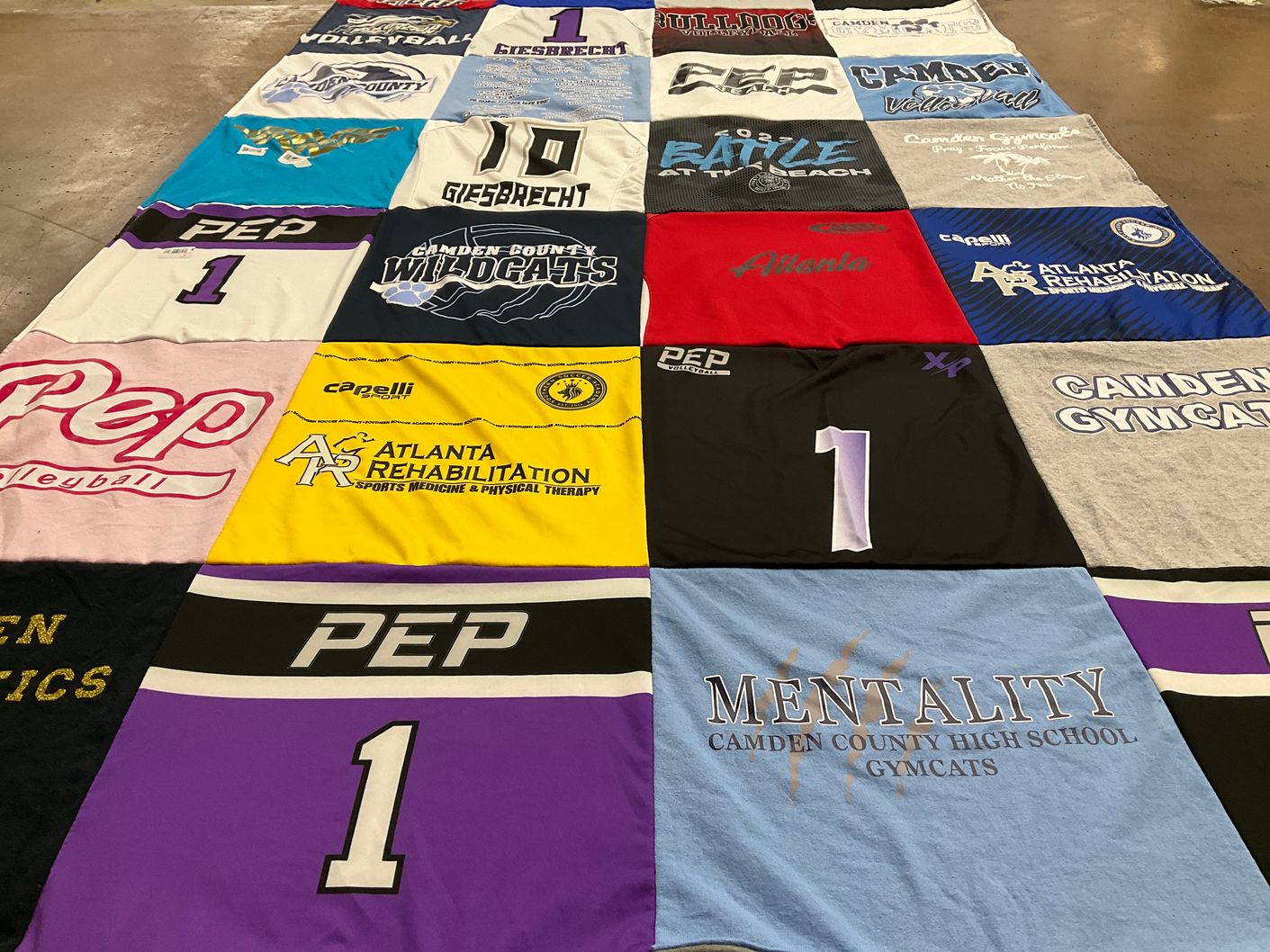 T-shirt quilt featuring camden county wildcats, camden gymcats by Kathy from GA