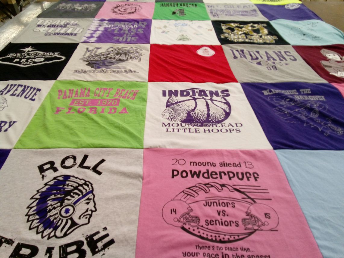 T-shirt quilt featuring mount gilead high school indians by Becky from OH