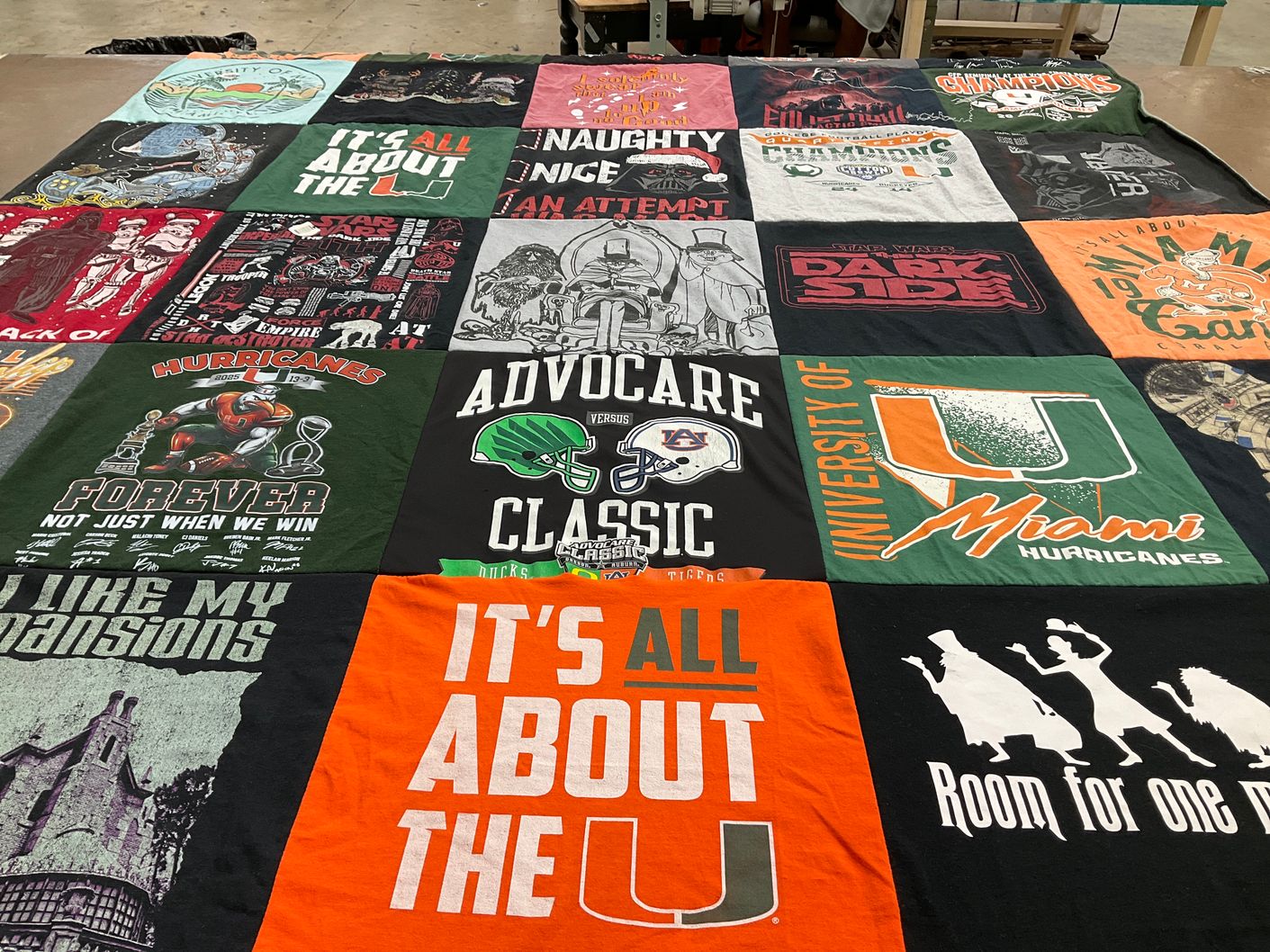 T-shirt quilt featuring hurricanes by Melissa from TX