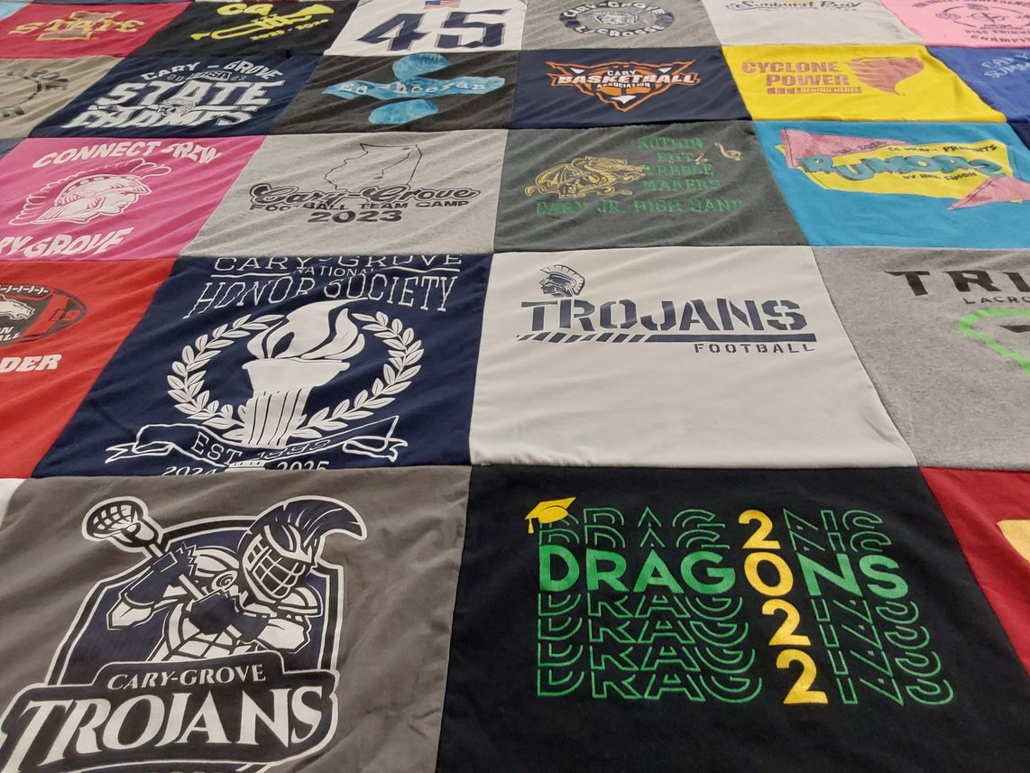 T-shirt quilt featuring cary-grove trojans football, cary-grove dragons by Jamie from IL