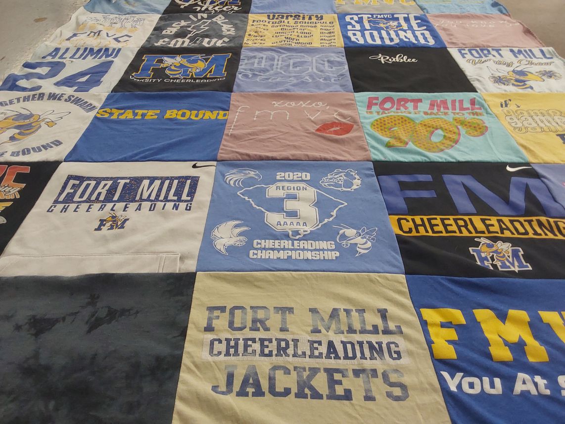 T-shirt quilt featuring fort mill cheerleading by Laura from SC