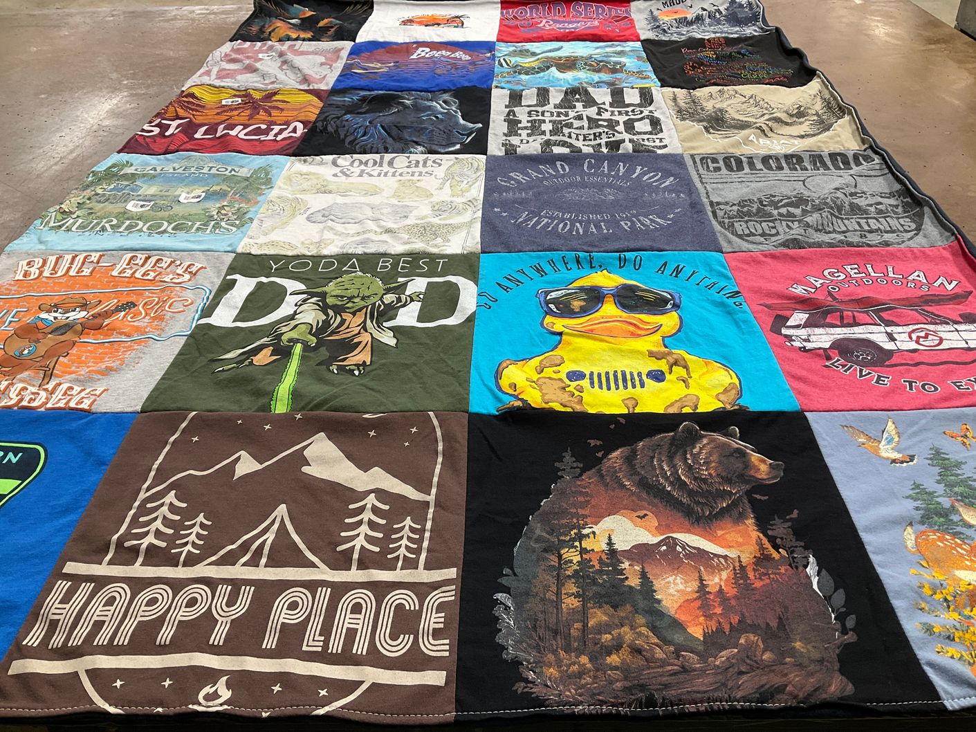 T-shirt quilt with outdoors, star wars themes by Teresa from TX