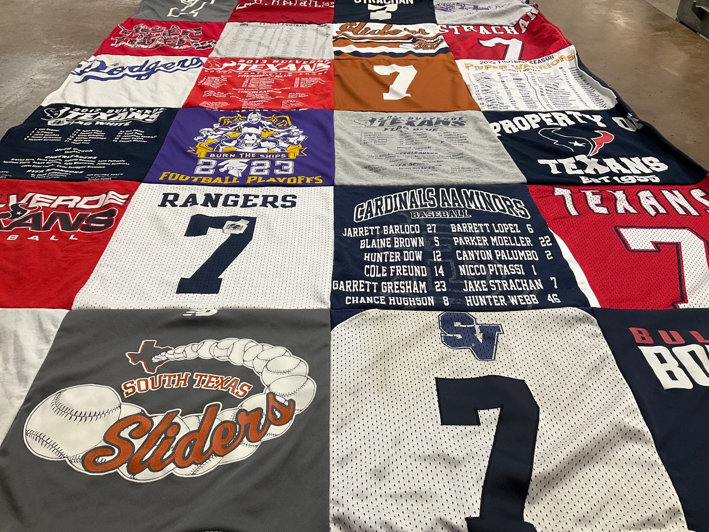 T-shirt quilt featuring south texas sliders, bulllard football team by Holly from TX