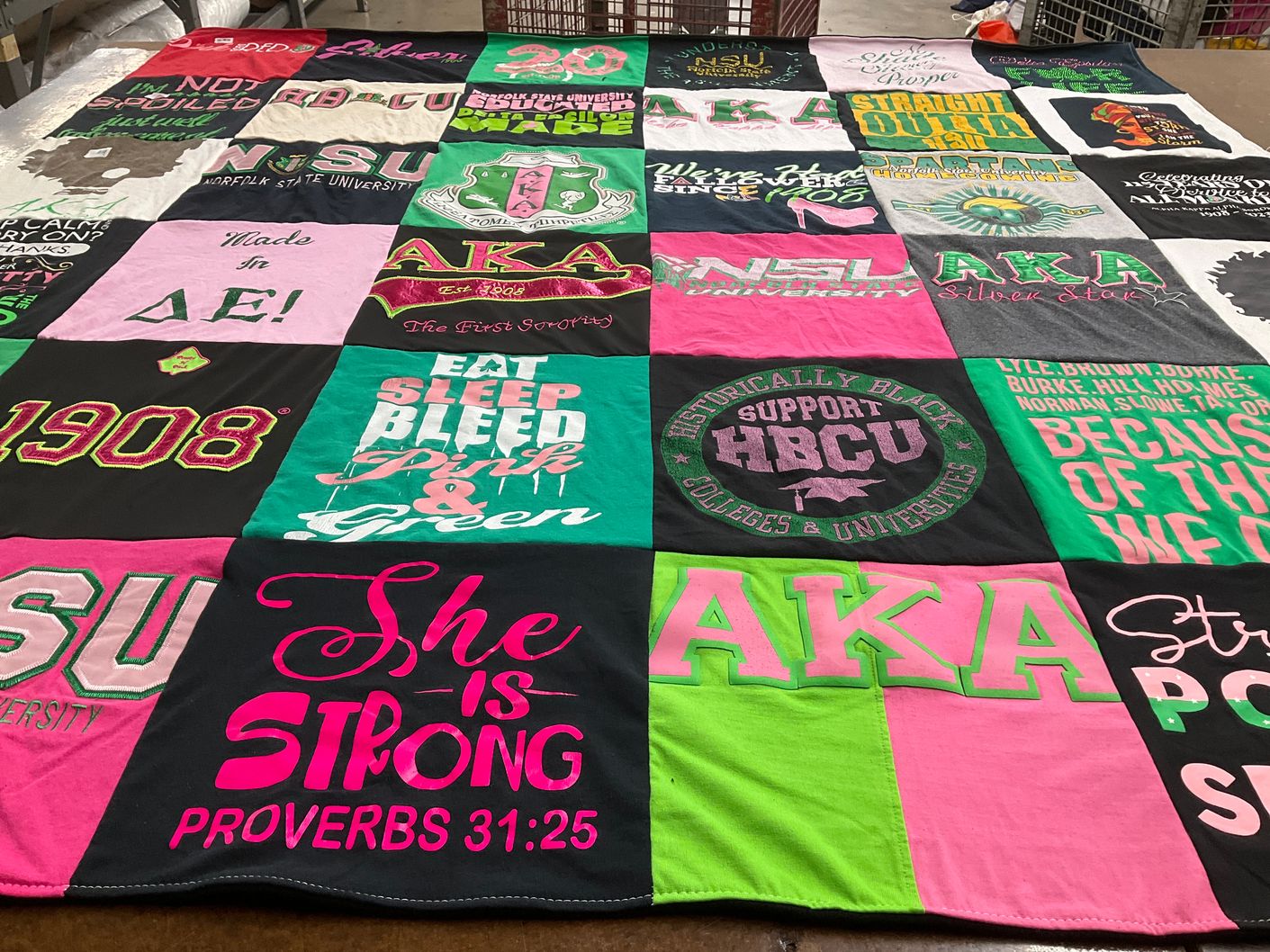 T-shirt quilt from norfolk state university by Kimberly from VA