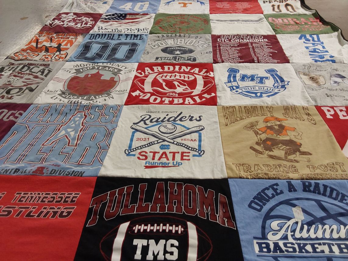 T-shirt quilt featuring moore county raiders, tullahoma high school football by Michele from TN
