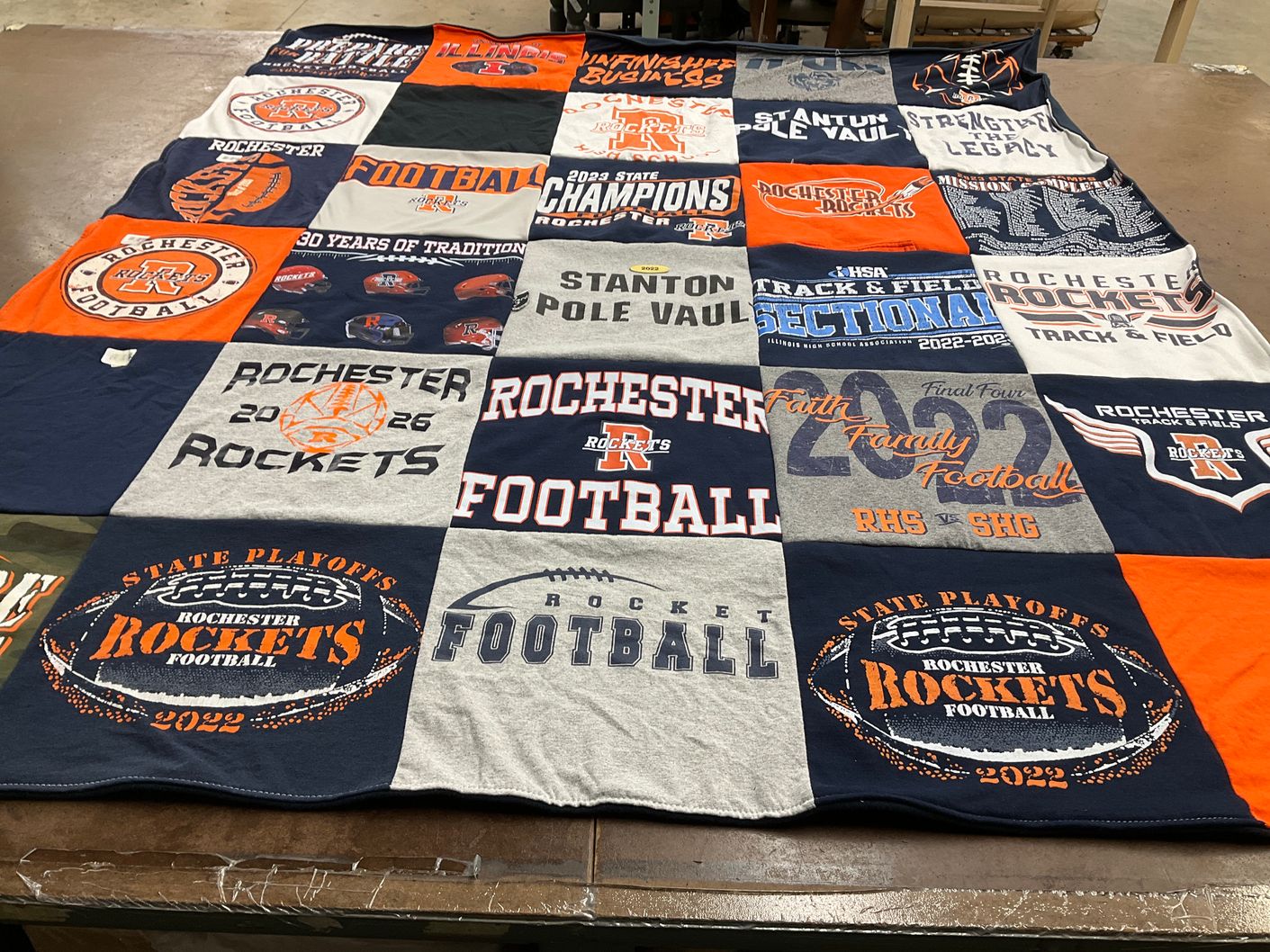 T-shirt quilt featuring rochester rockets football by Daniel from IL