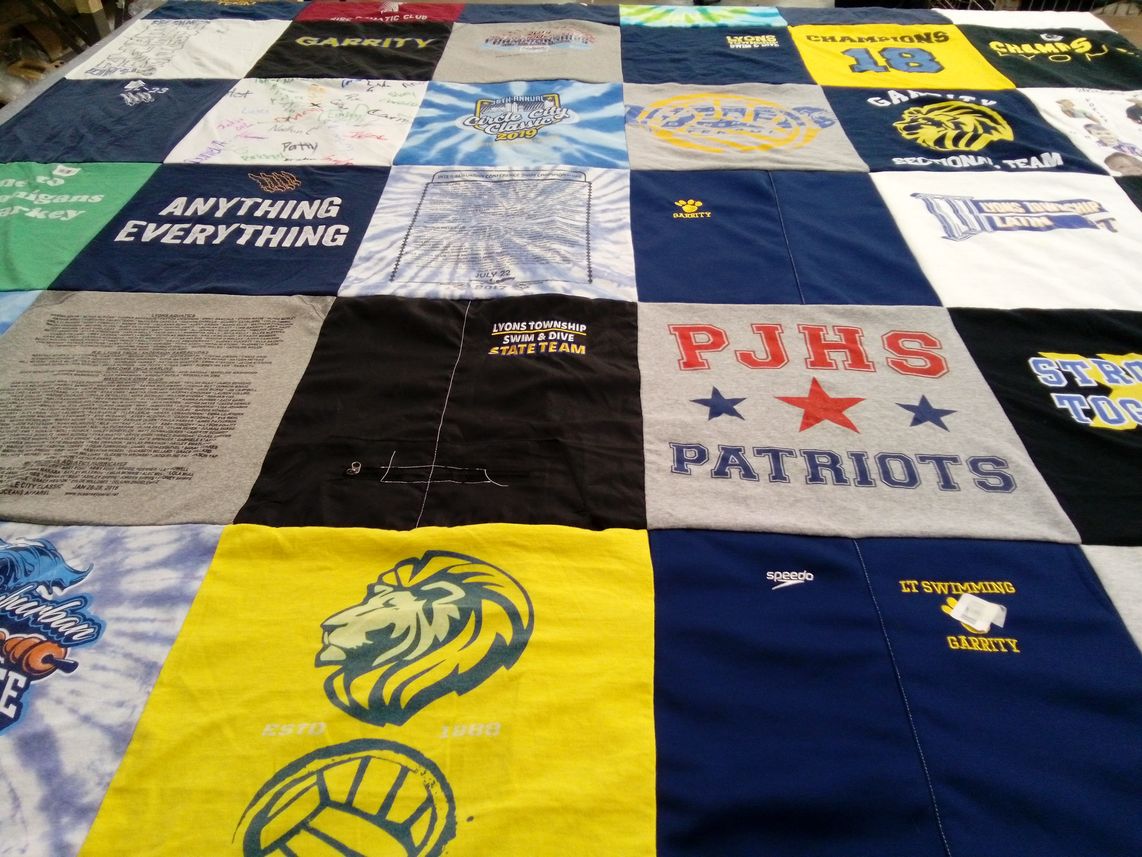 T-shirt quilt featuring lyons township swim & dive team by Nicole from IL