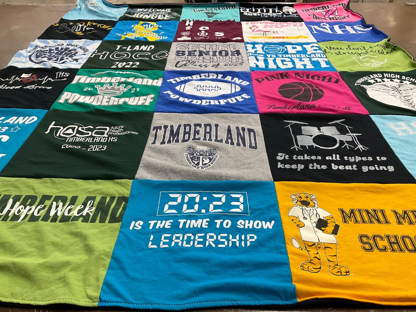 T-shirt quilt from timberland high school by Stephanie from MO