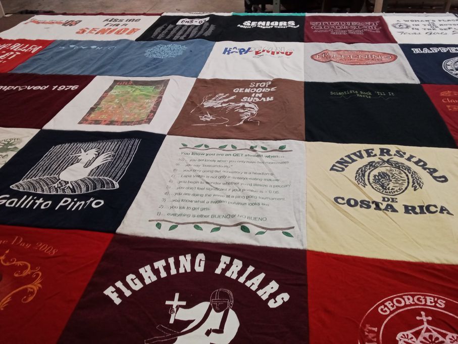 T-shirt quilt featuring fighting friars by Rev.Meredith from TX