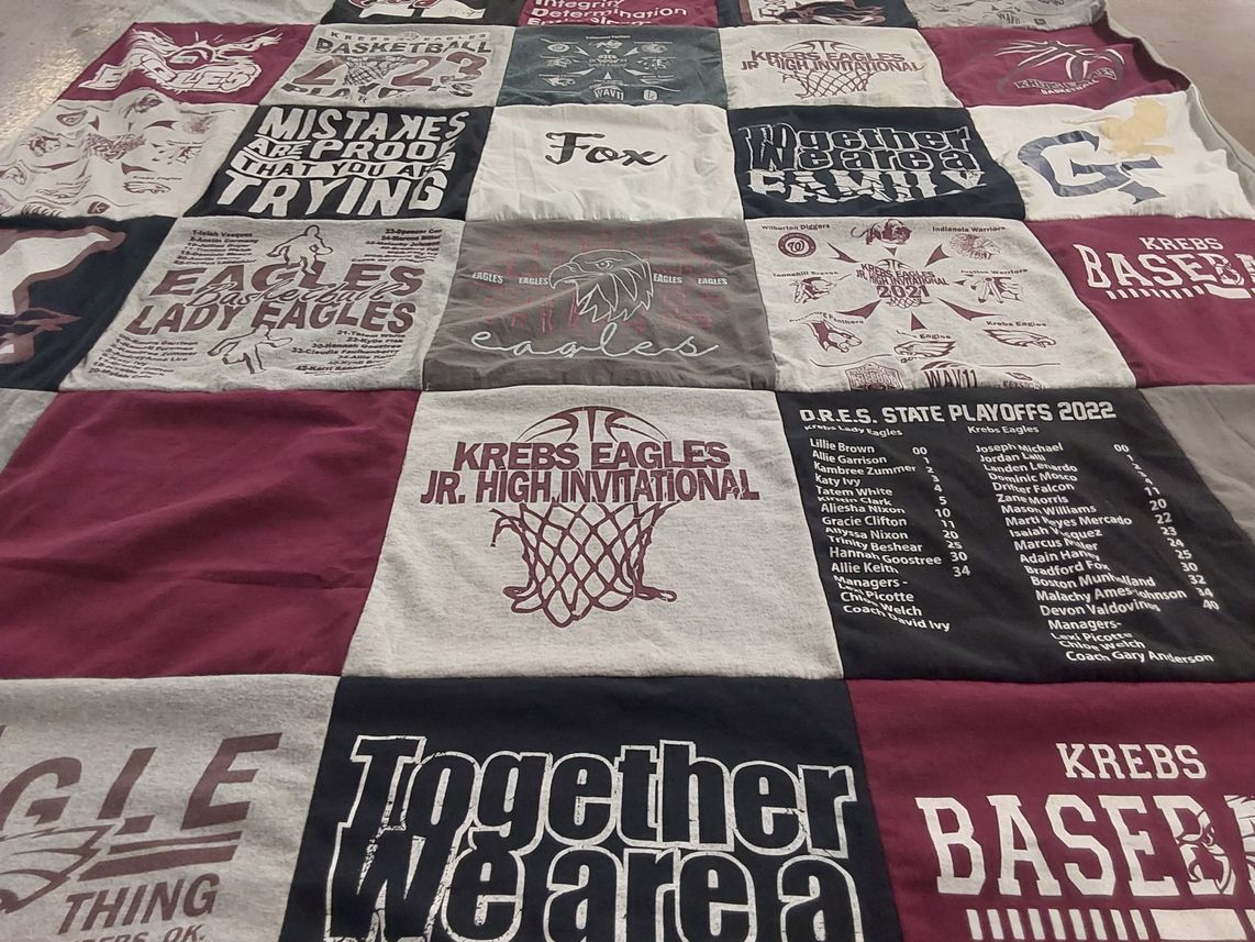 T-shirt quilt featuring krebs eagles by Mary Anne from OK