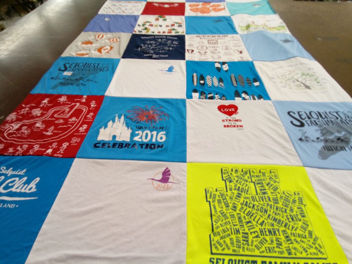 T-shirt quilt with celebrations, family gatherings themes by Lynn from SC
