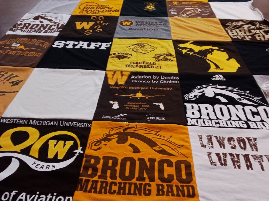 T-shirt quilt featuring bronco marching band by Debbi from IL