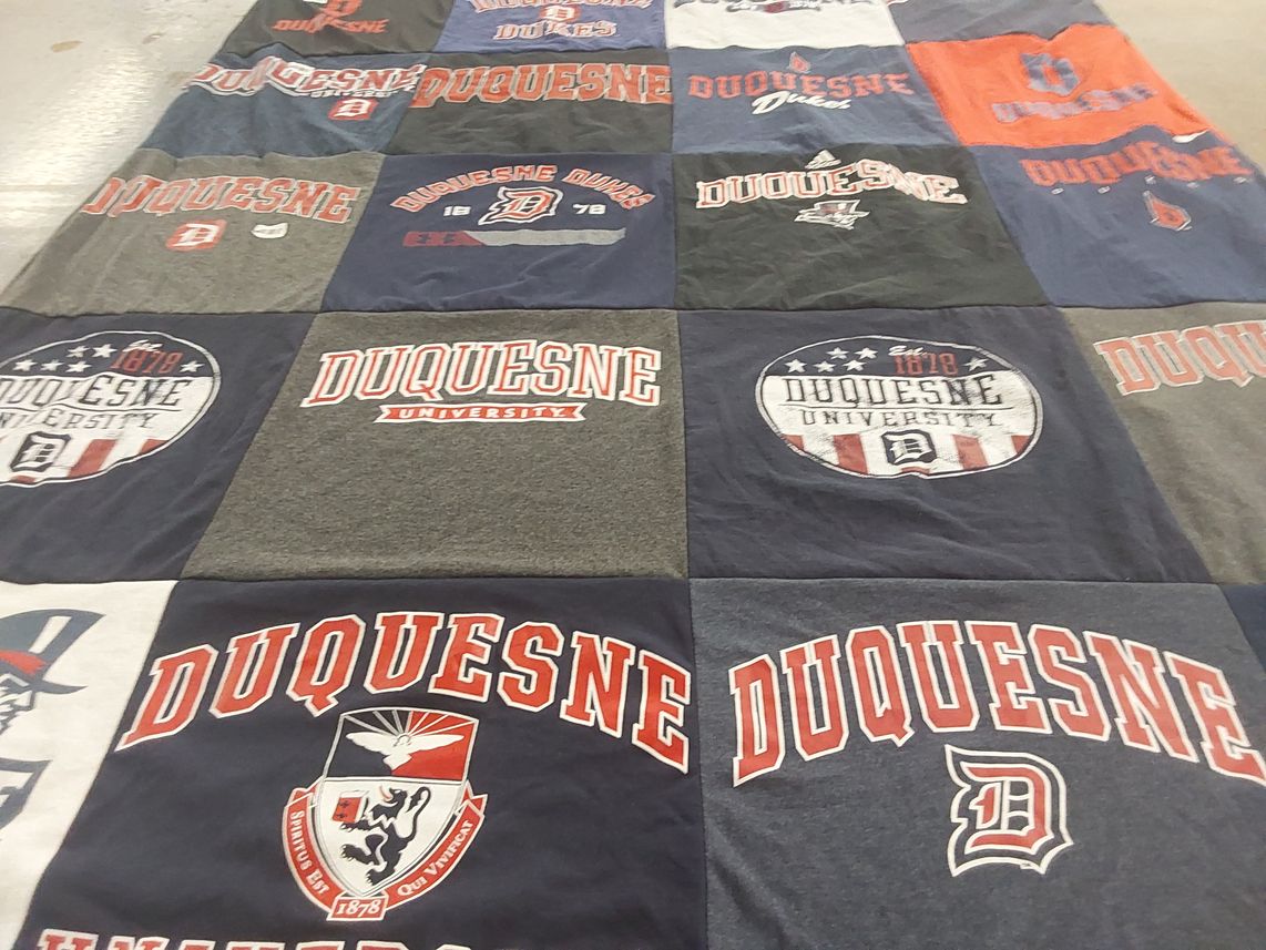 T-shirt quilt featuring duquesne university dukes by Christopher from NC