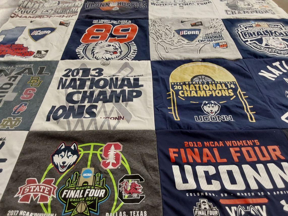 T-shirt quilt featuring uconn women's basketball, uconn huskies by Denise from CT