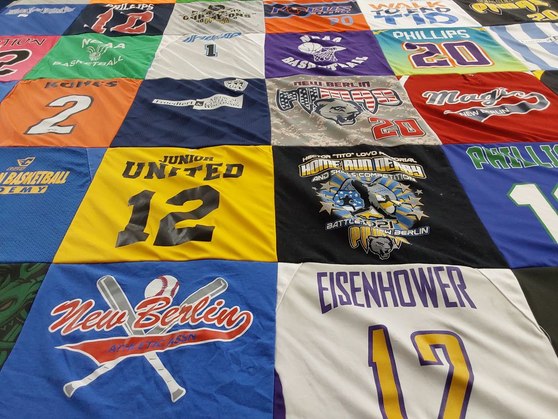 T-shirt quilt from eisenhower high school, phillips high school by Kelly from WI