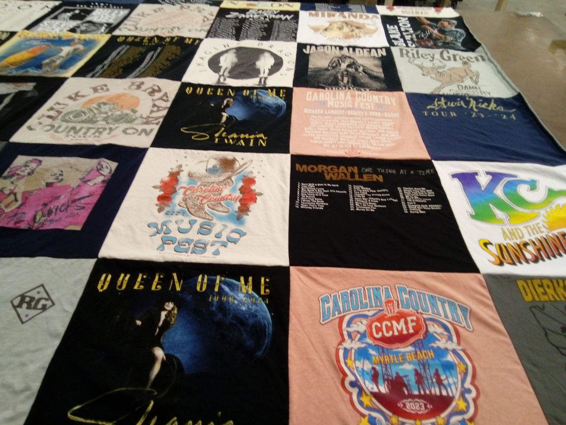 T-shirt quilt with country music, music festivals themes by Ruthie from MD