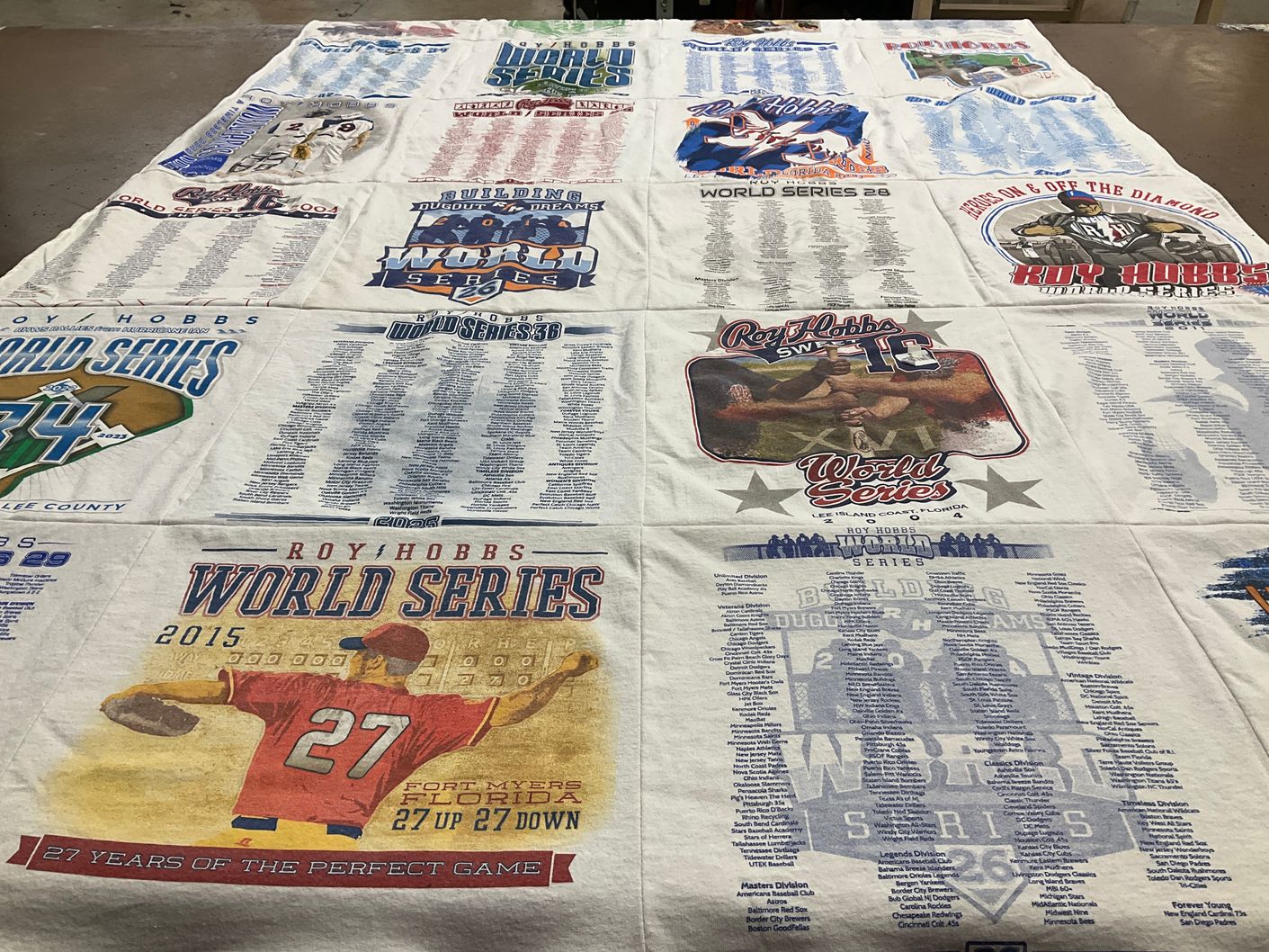 T-shirt quilt with baseball, sports themes by Julie from NC