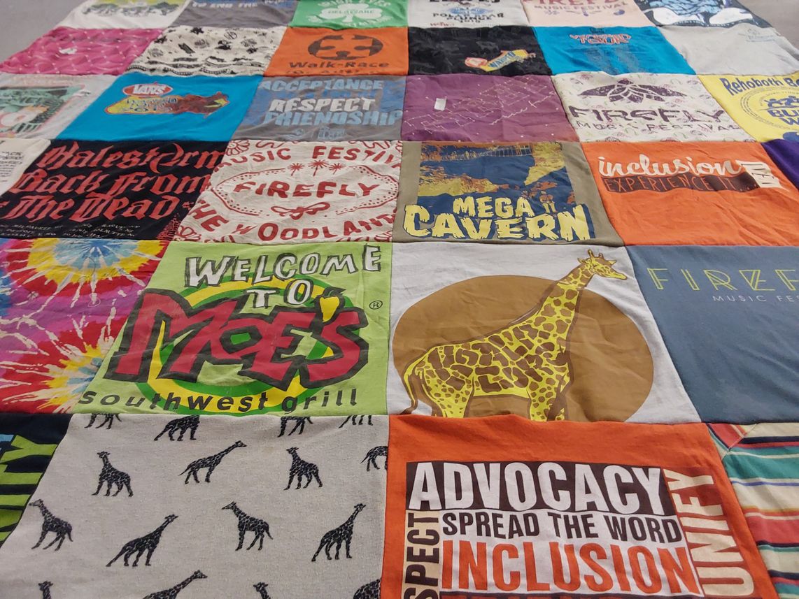 T-shirt quilt with music, festivals themes by Susan from DE