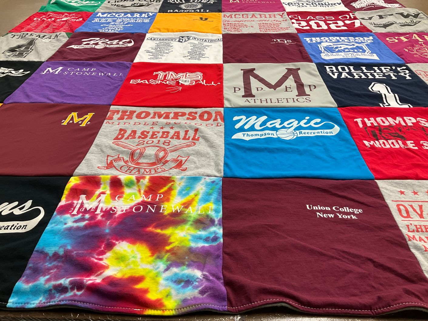 T-shirt quilt from union college, thompson middle school by Nicole from CT