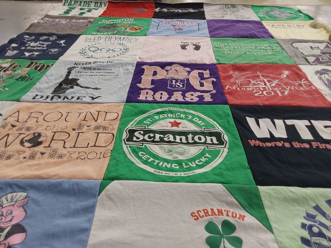 T-shirt quilt from the university of scranton by Madelyn from PA