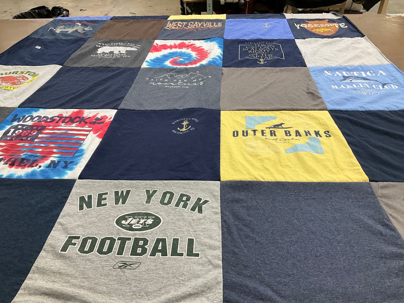 T-shirt quilt featuring new york jets football by Jennifer from PA