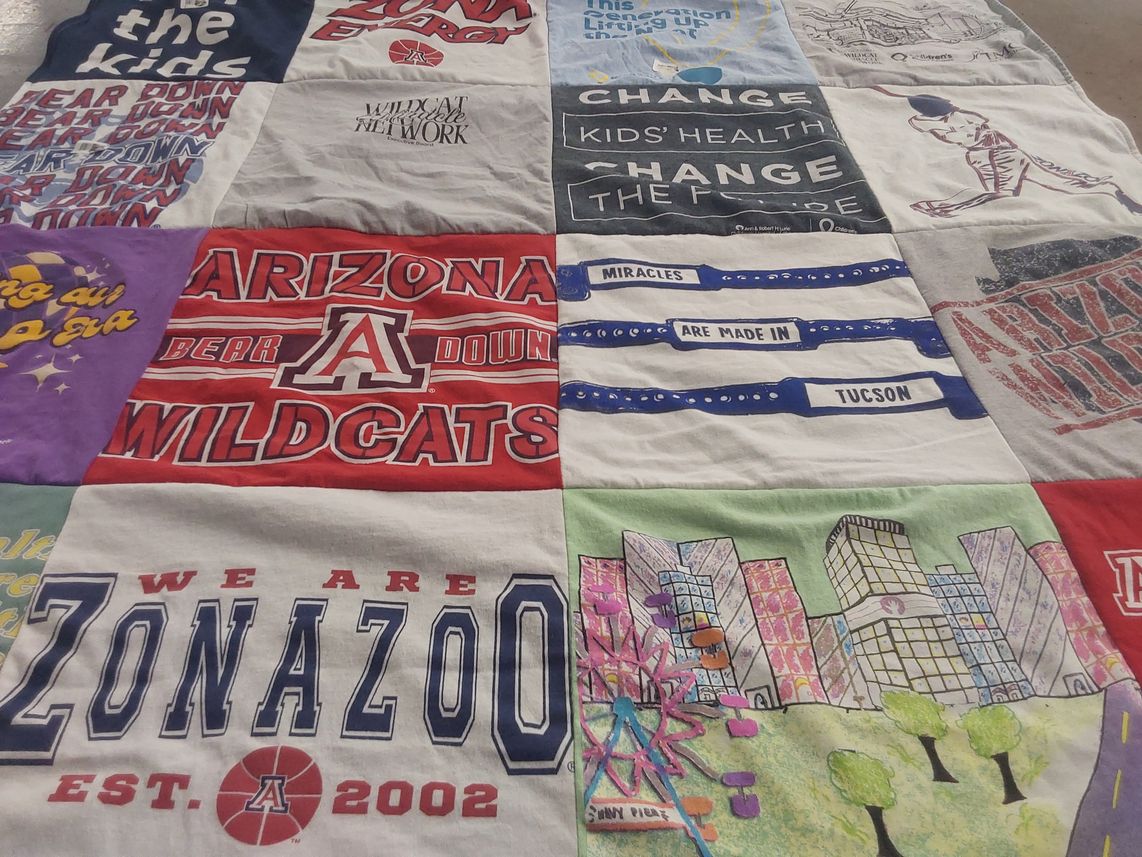 T-shirt quilt featuring arizona wildcats by Emma from AZ
