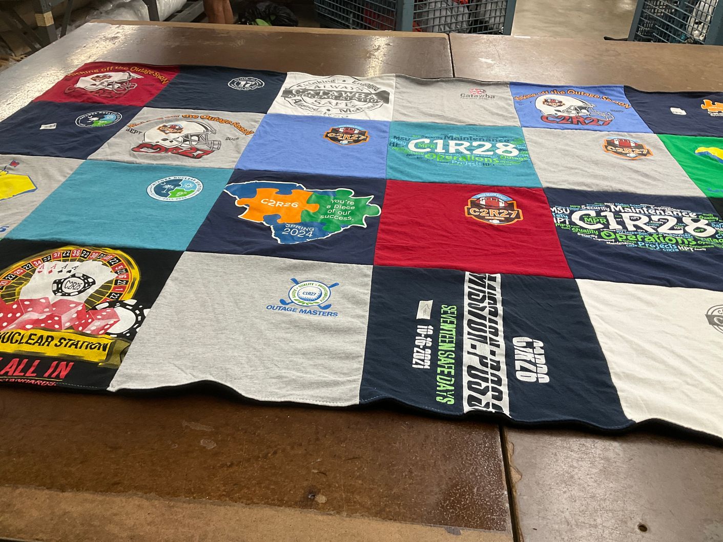 T-shirt quilt with nuclear energy, operations management themes by LaShone from NC