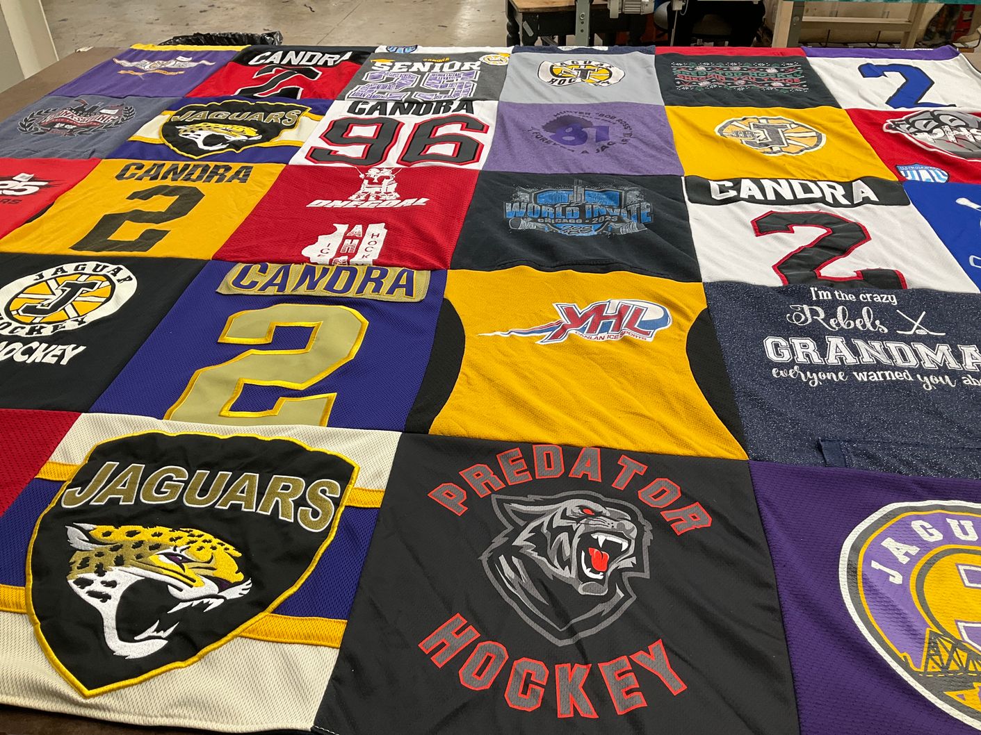 T-shirt quilt featuring jaguars hockey, predator hockey by Laure from IL
