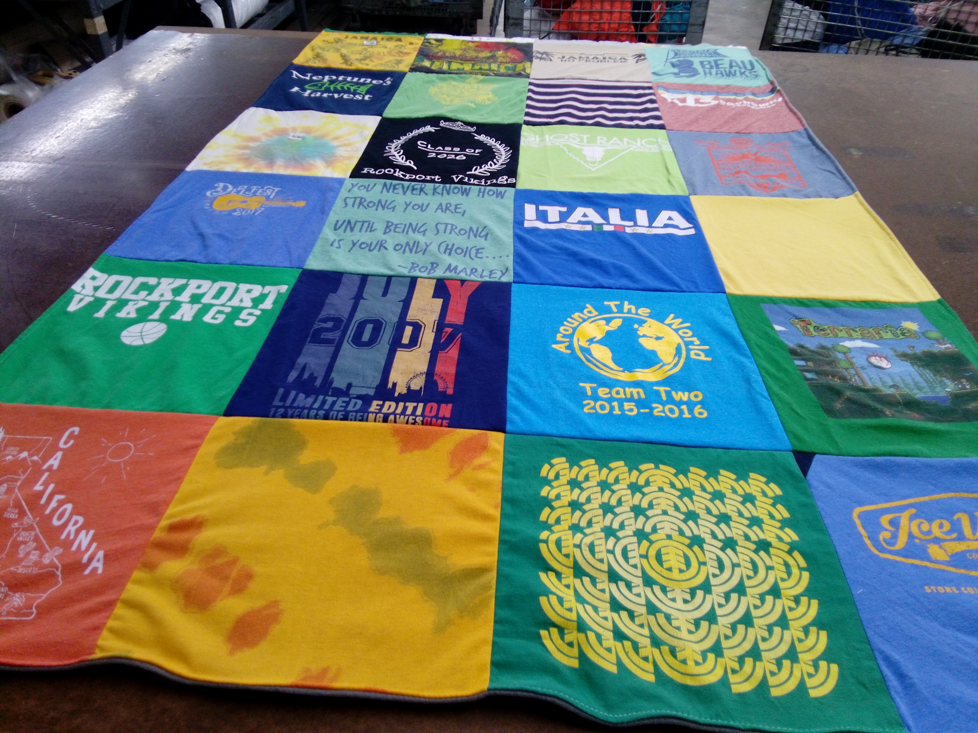 T-shirt quilt featuring rockport vikings by Amy from MA