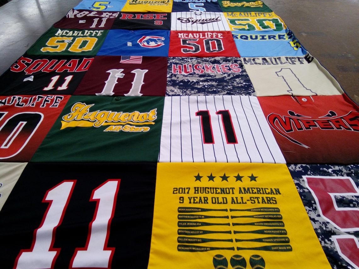 T-shirt quilt featuring huguenot all-stars by Will from VA