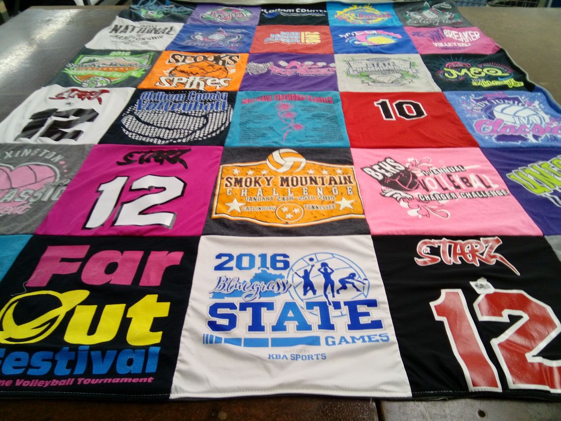 T-shirt quilt with volleyball, tournaments themes by Kevin from KY