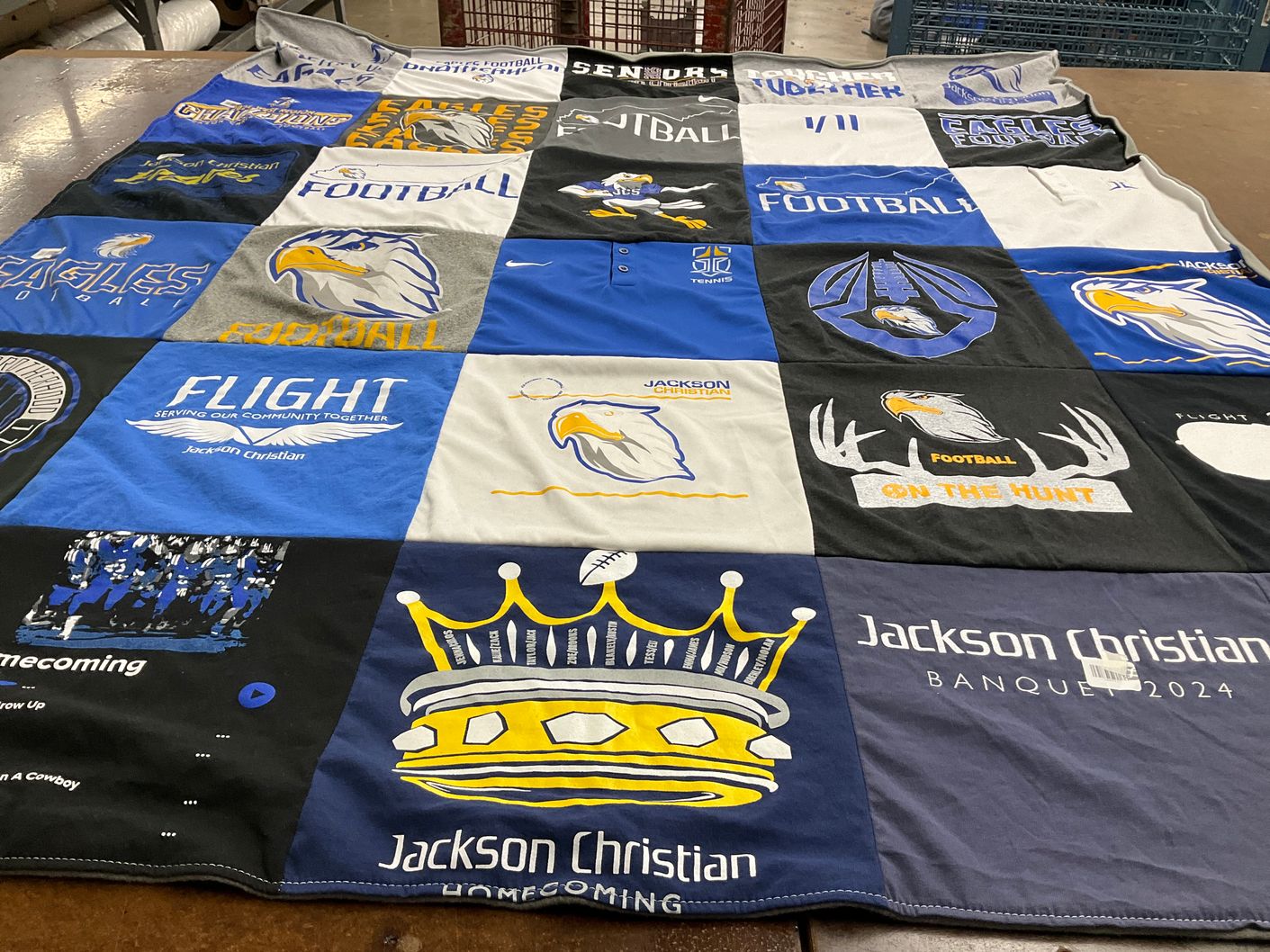 T-shirt quilt featuring jackson christian eagles football by Brandi from TN