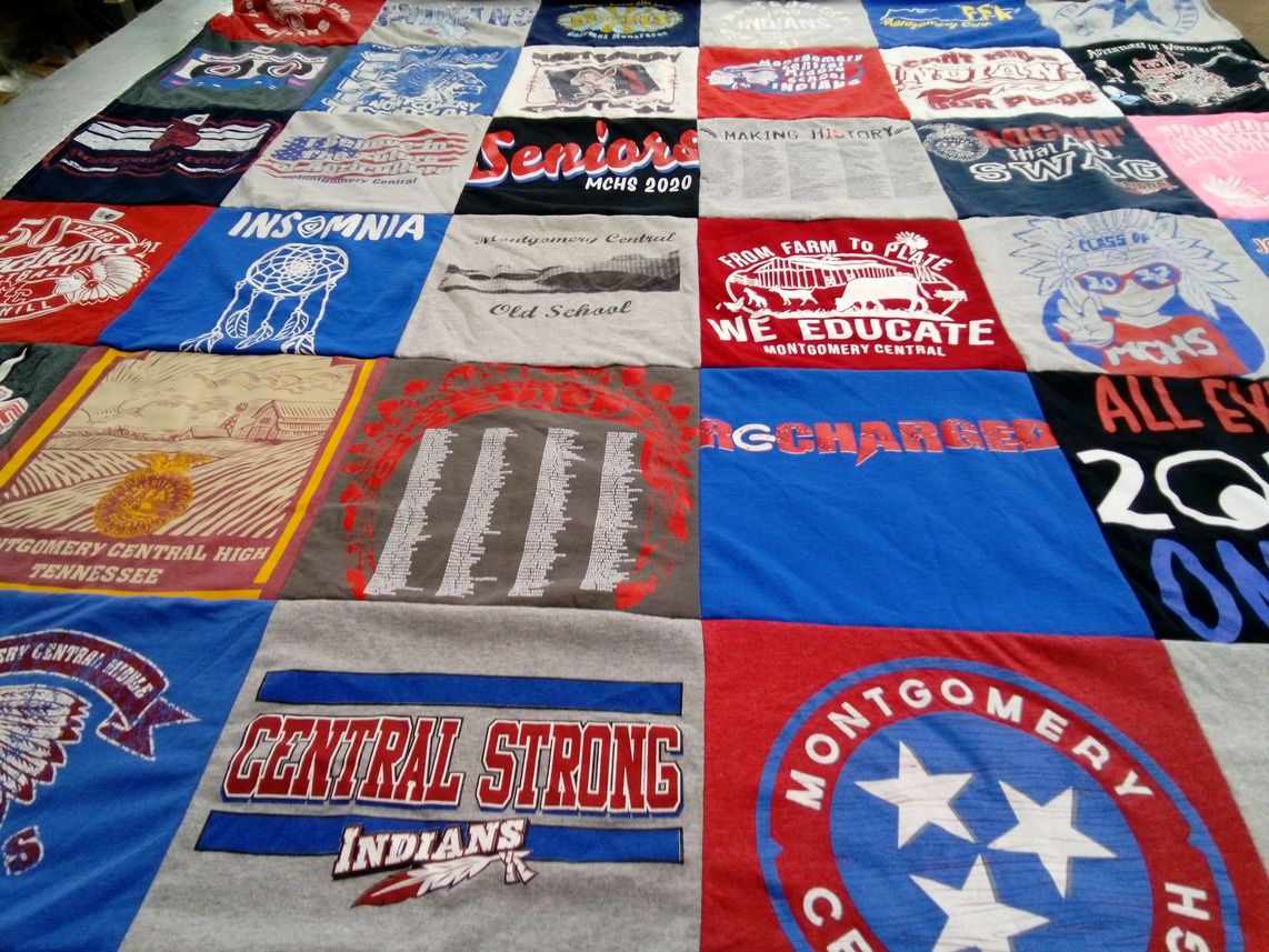 T-shirt quilt featuring montgomery central high school indians by Ranee from TN