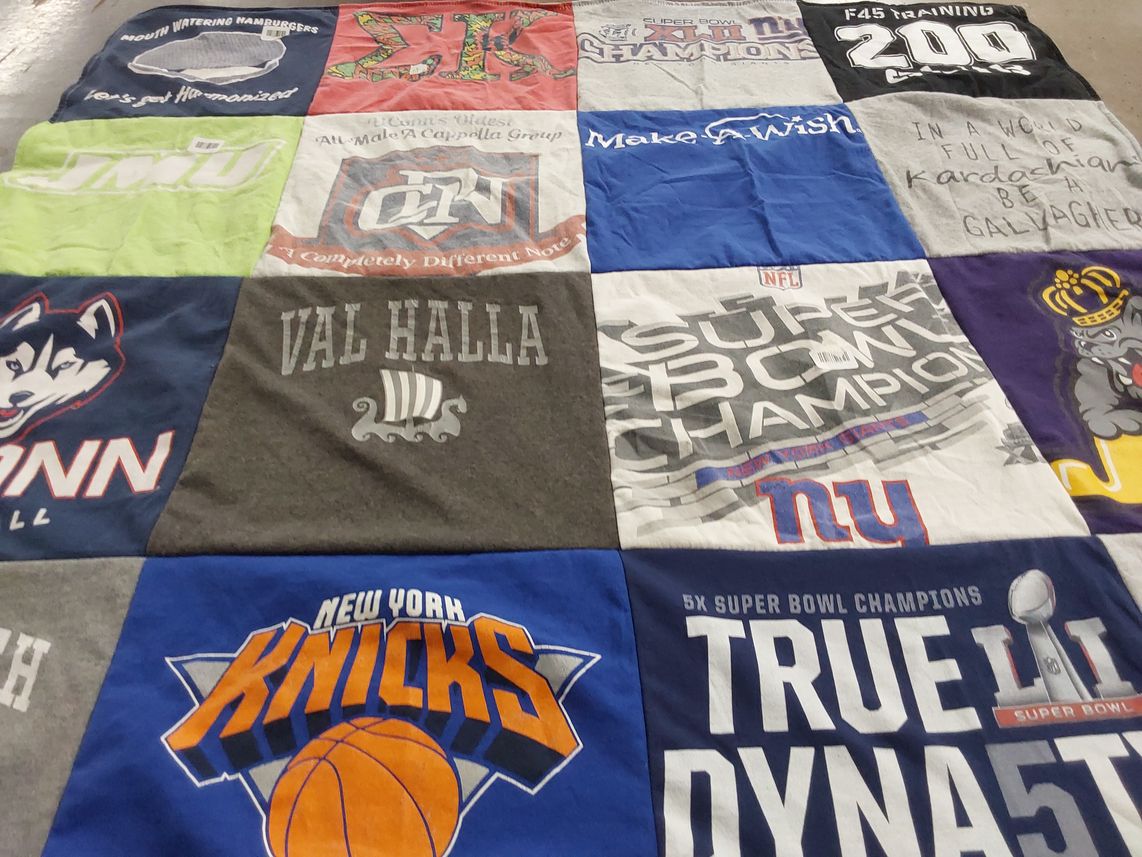 T-shirt quilt featuring new york knicks, new york giants by Abbey from ME