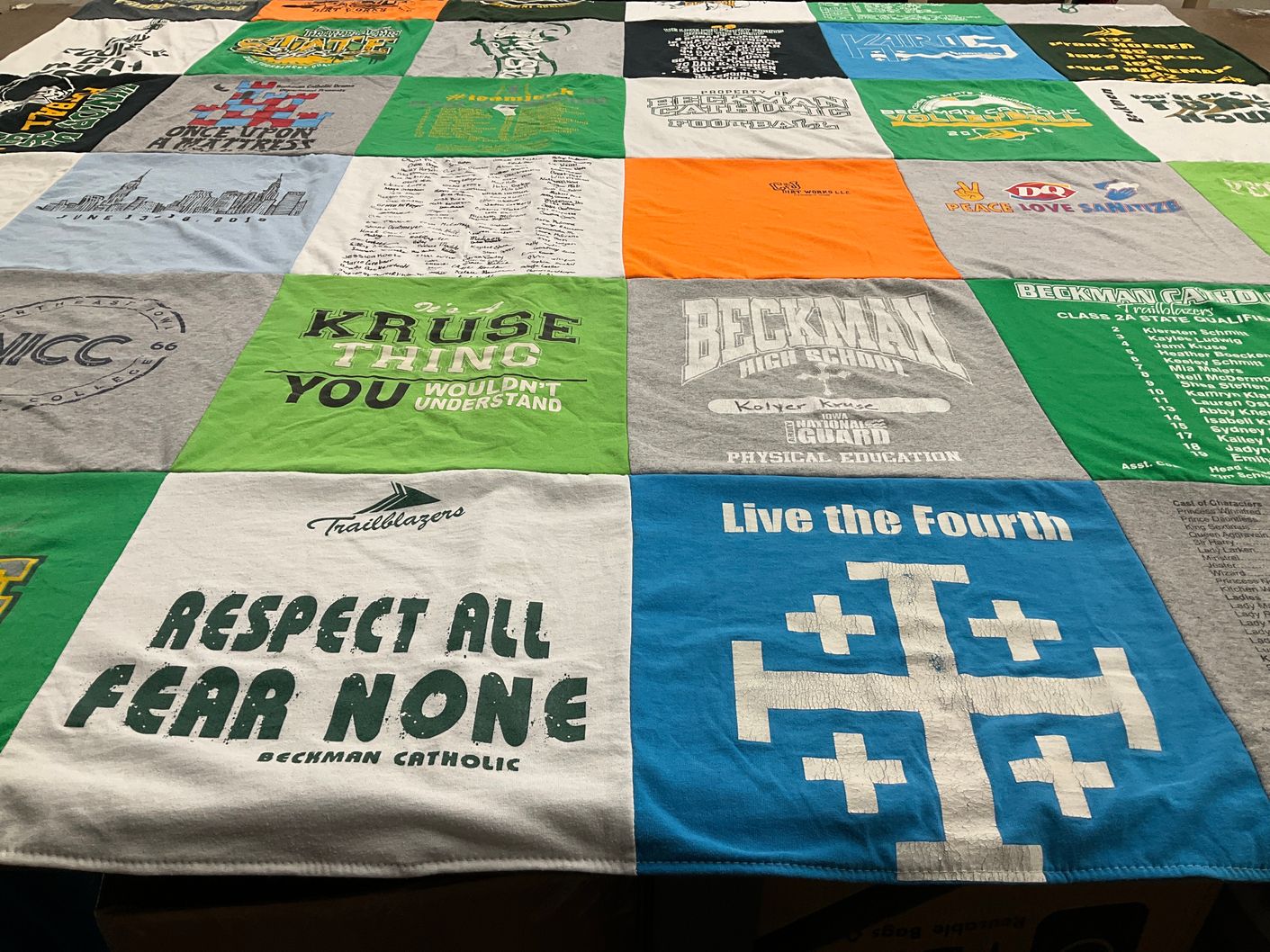 T-shirt quilt from beckman high school, beckman catholic high school by Pam from IA