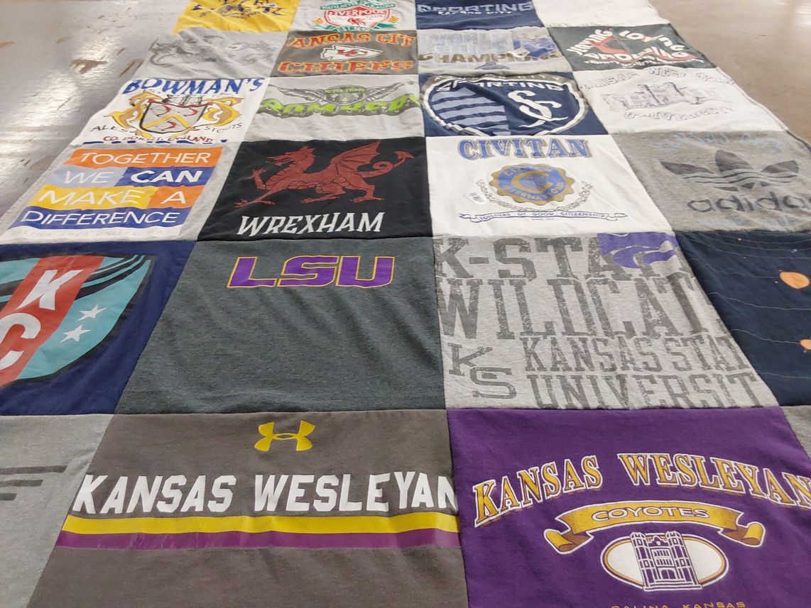 T-shirt quilt featuring lsu tigers, kansas city chiefs by Deborah from KS