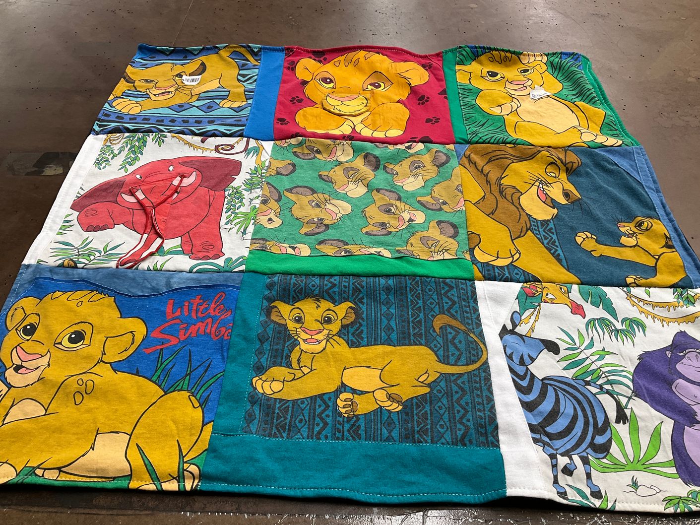 T-shirt quilt with animated movies, disney themes by Anne from OH