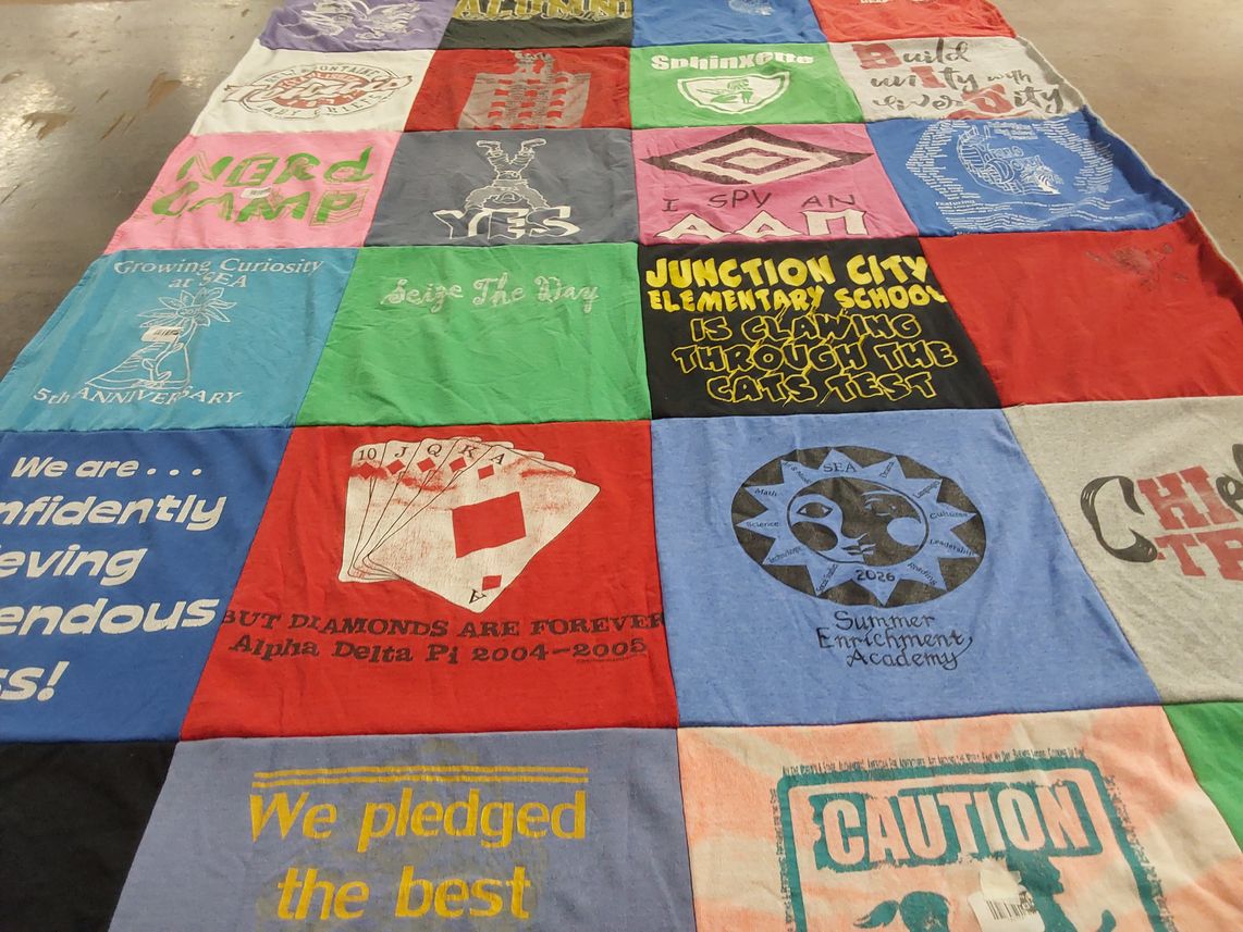 T-shirt quilt from junction city elementary school by Ashley from OH