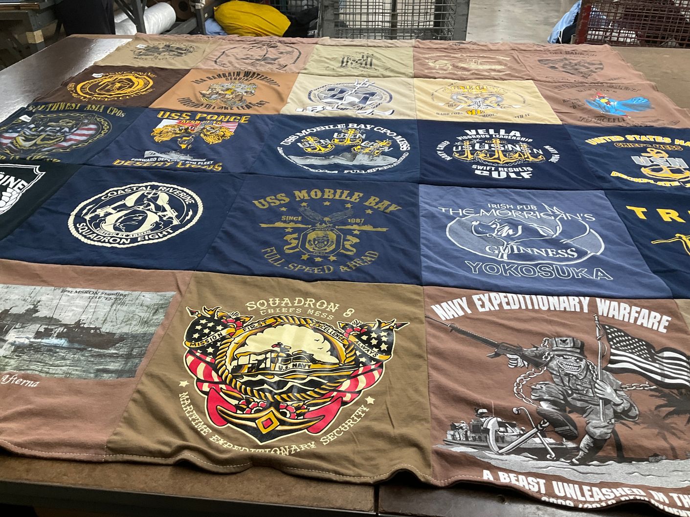 T-shirt quilt with military, navy themes by Jeremy from RI
