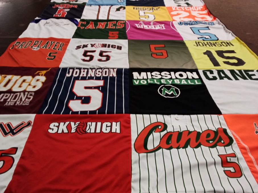 T-shirt quilt featuring canes by Jillian from WI