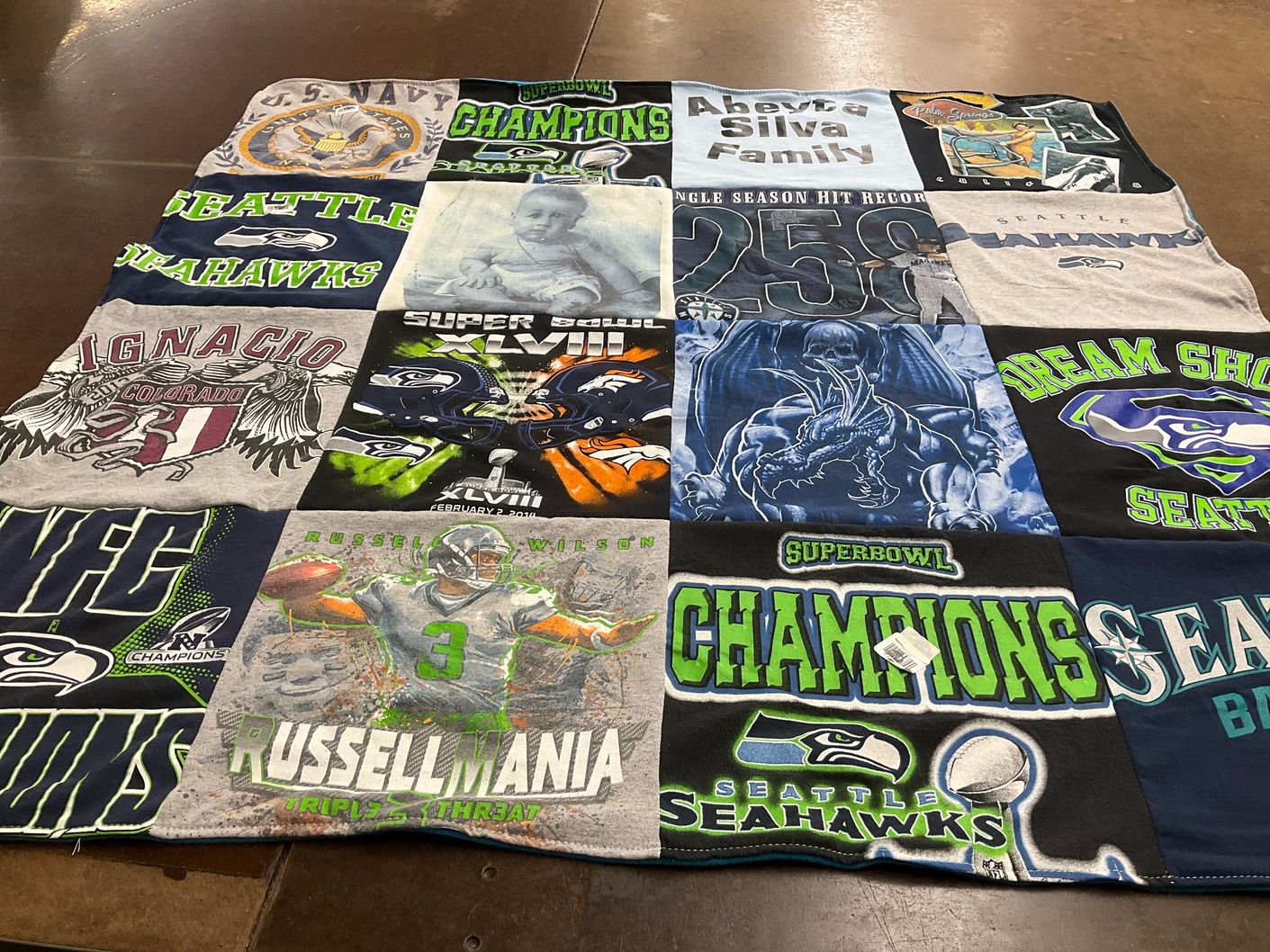 T-shirt quilt featuring seattle seahawks by Cathy from CA